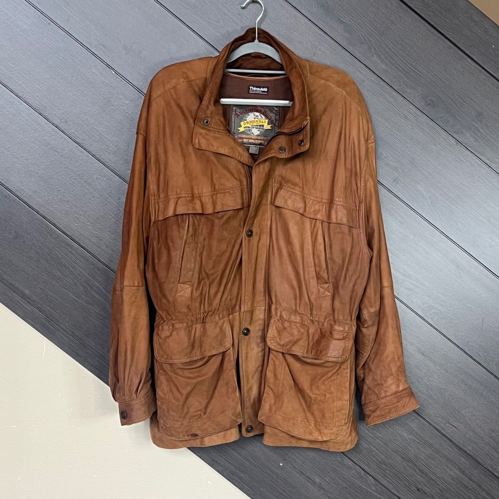 Wilson's Men Leather Field Jacket Thinsulate Insulated Brown M Vintage 90's